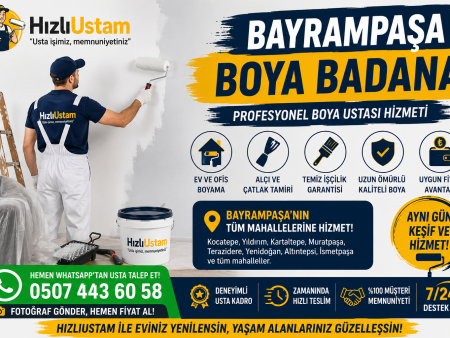Bayrampaşa boya badana ustası ev boyama ve duvar yenileme hizmeti veriyor.